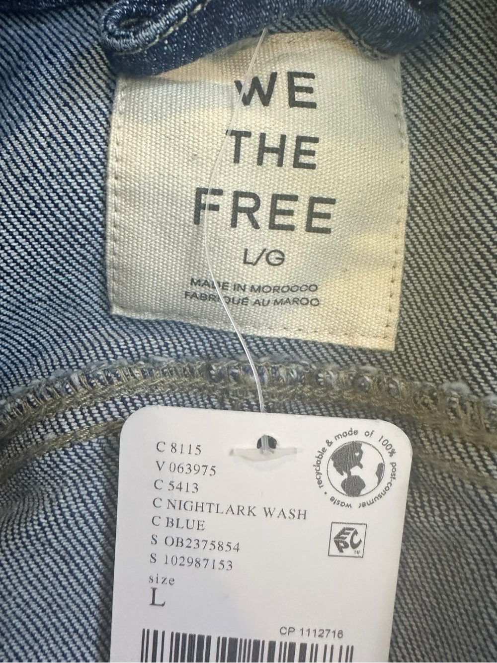 Free People Retro Y2K 90s Double Zip River Denim Jean Jacket in Blue NWT Large - Picture 9 of 11